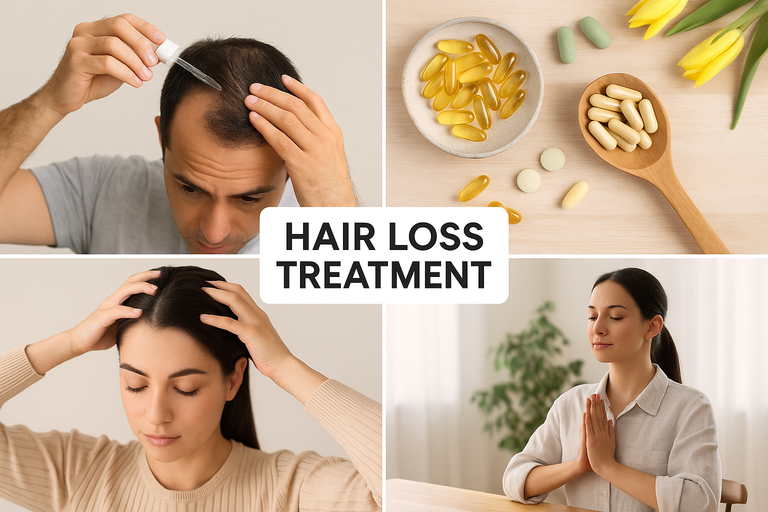 Various treatment options for COVID-related hair loss including medications and lifestyle changes