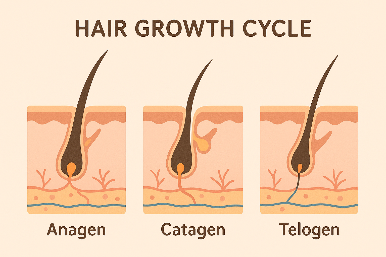 Hair growth cycle showing anagen catagen telogen phases