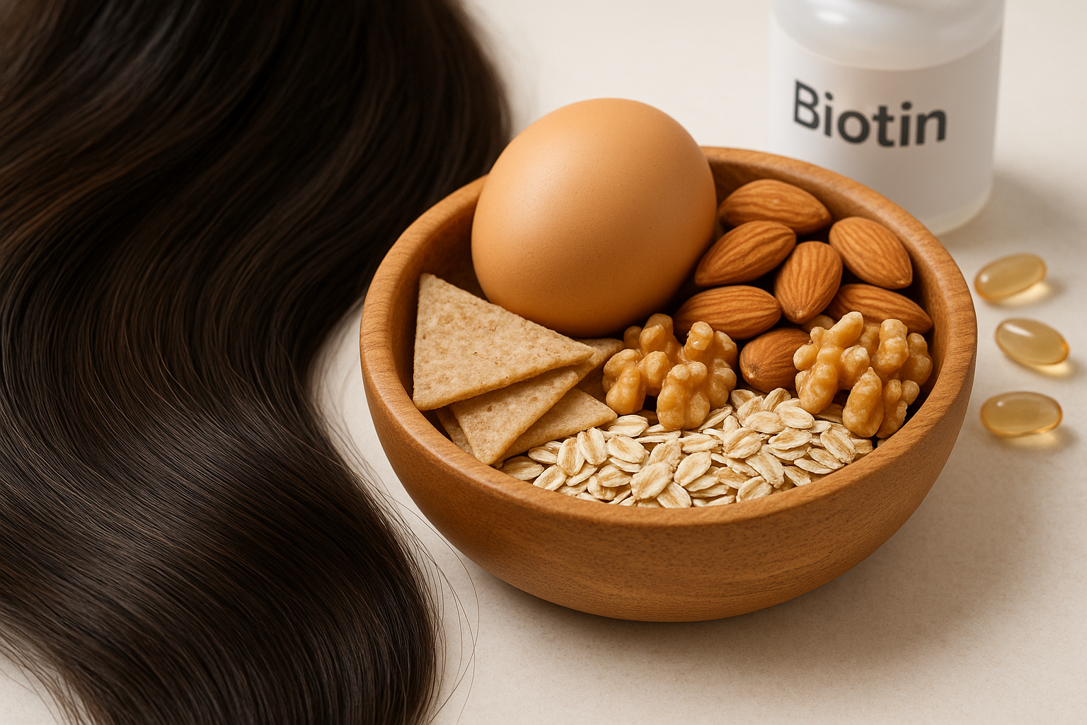 is biotin good for hair loss — woman examining hair holding hair and looking concerned