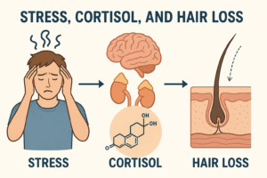 Main illustration for How Cortisol Causes Stress-Induced Hair Shedding