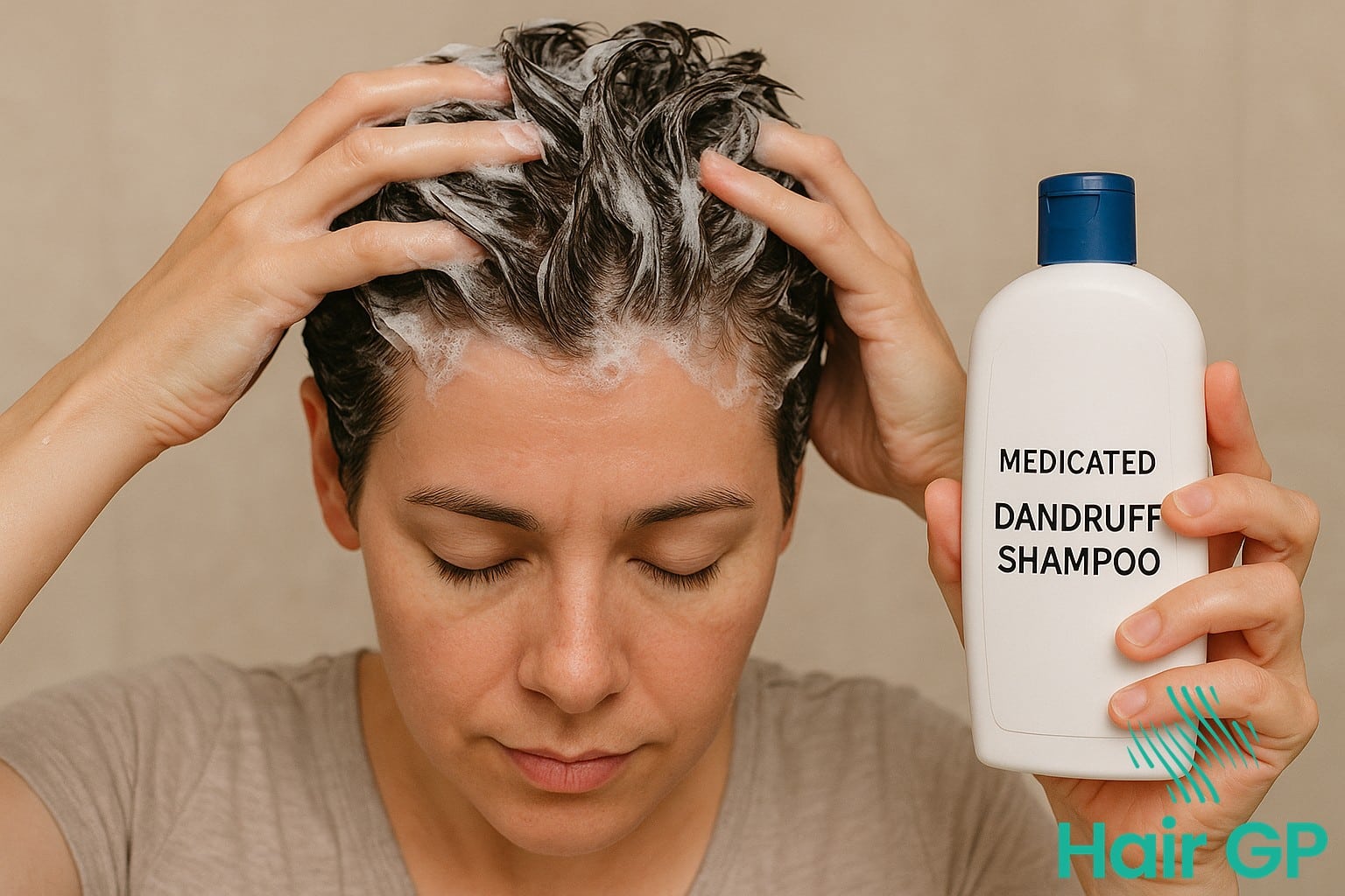 Proper technique for applying medicated dandruff shampoo to scalp