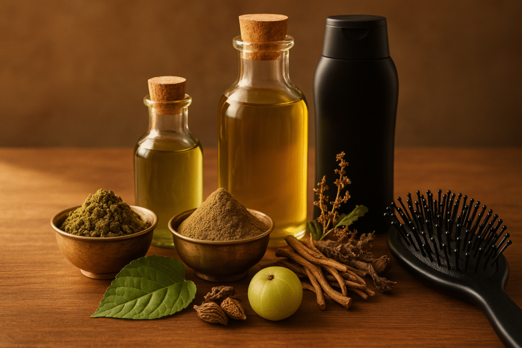 Main illustration for Ayurvedic Hair Oils Through a Modern Lens