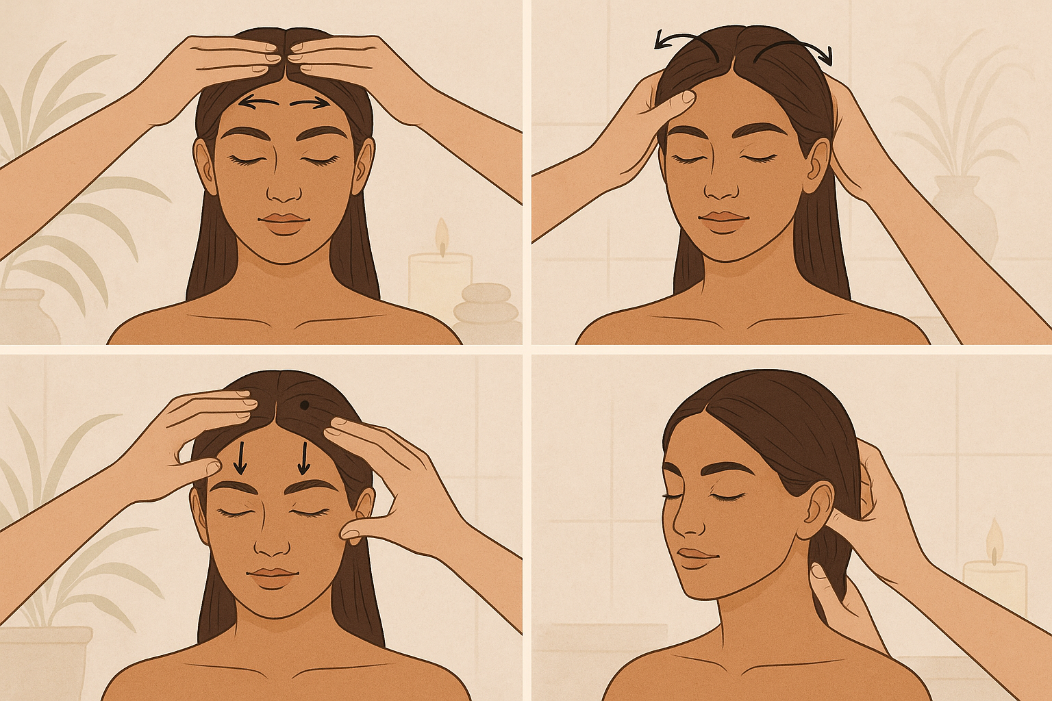 Traditional Ayurvedic head massage techniques for oil application