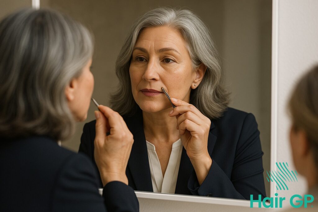 Main illustration for Facial Hair After Menopause: Causes and Solutions