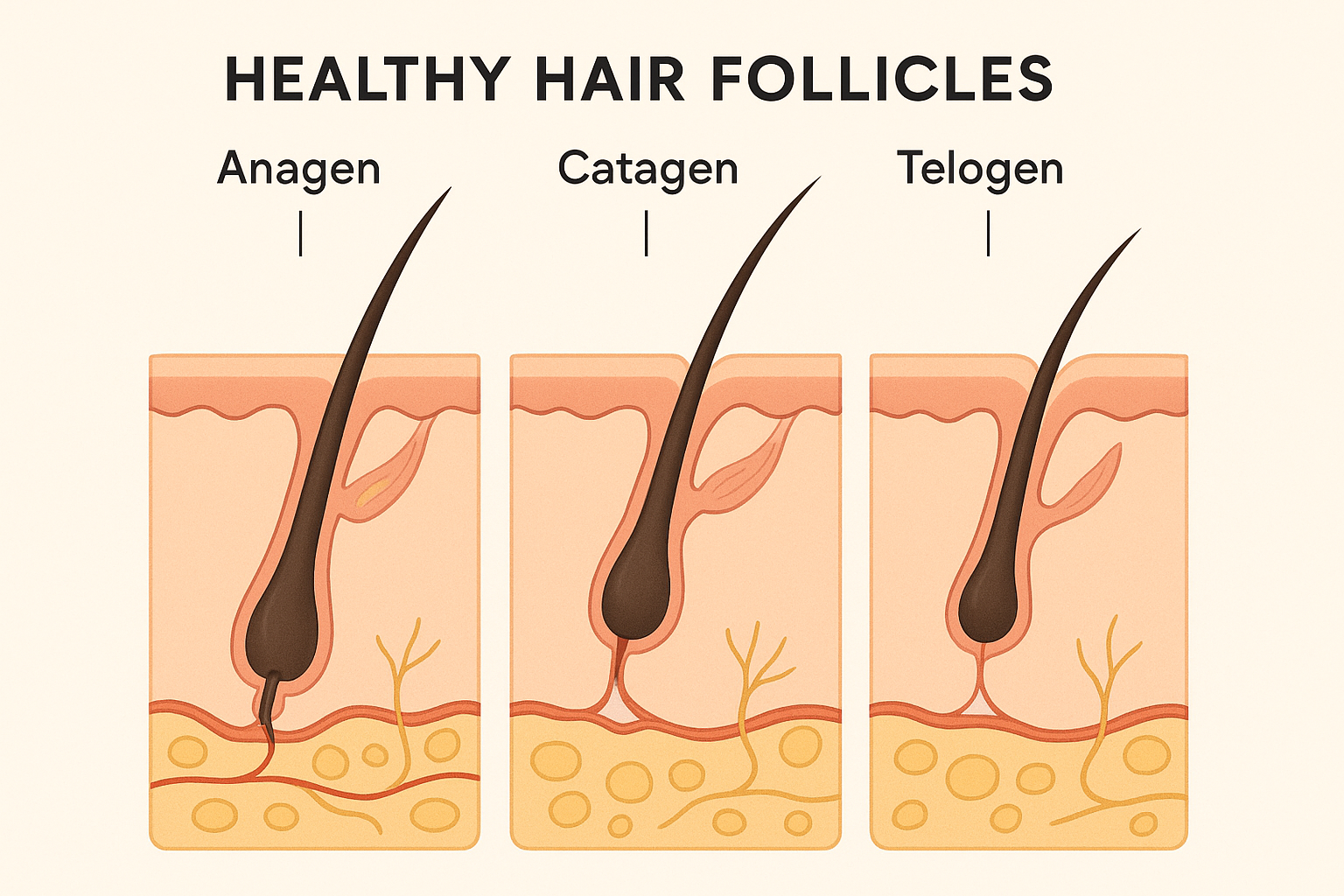 Hair growth cycle phases showing anagen catagen telogen stages in women