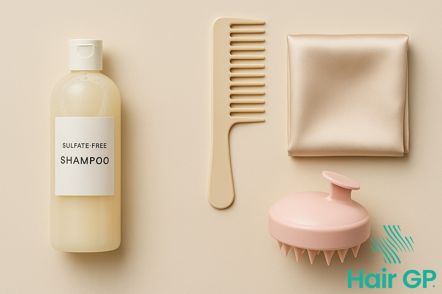 Hair care products and tools for gentle treatment of thinning hair during perimenopause