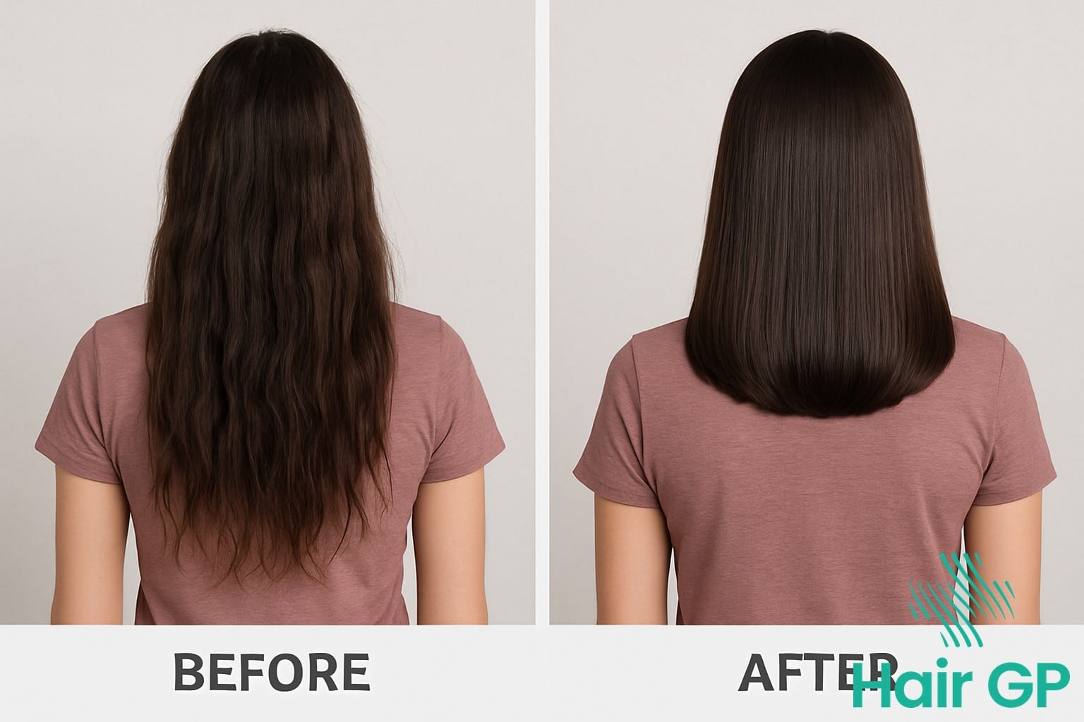 Before and after hair cutting showing healthier appearance but not faster growth