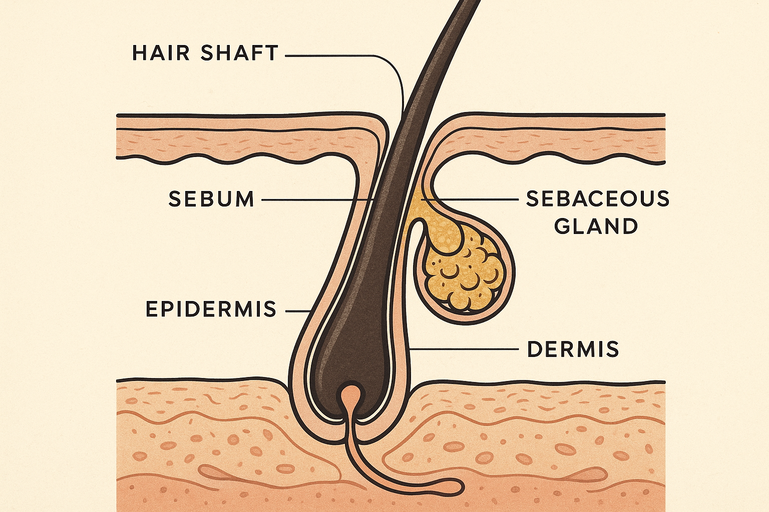 Scientific diagram of hair follicle sebum production and scalp health