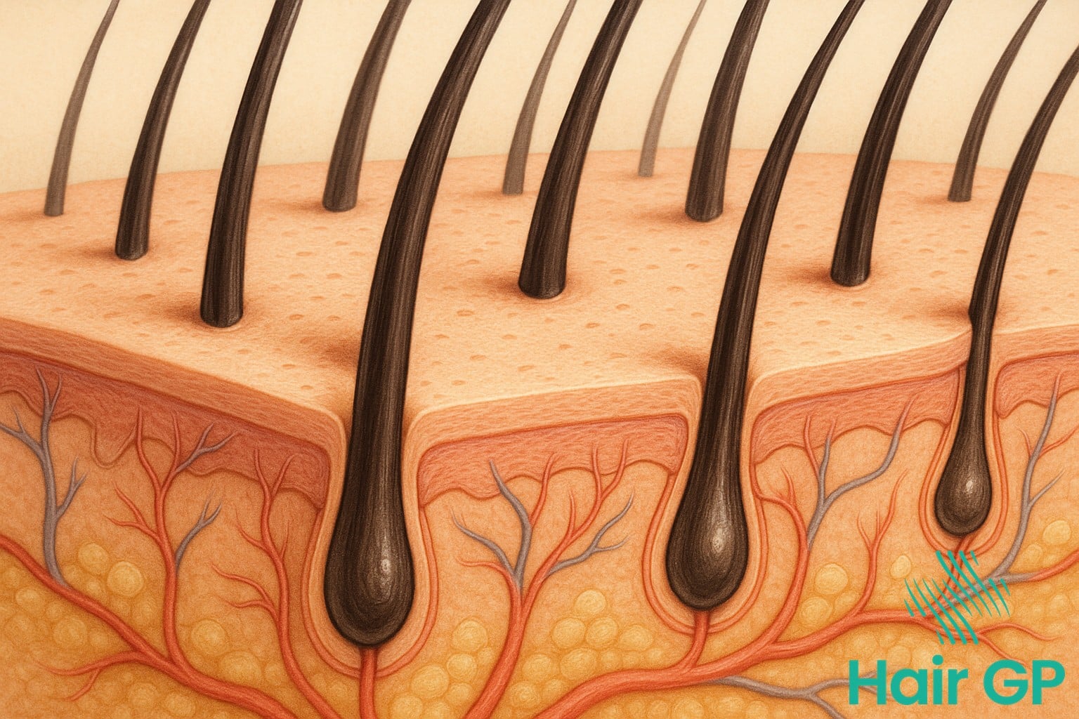 Healthy scalp with strong hair growth and clean follicles