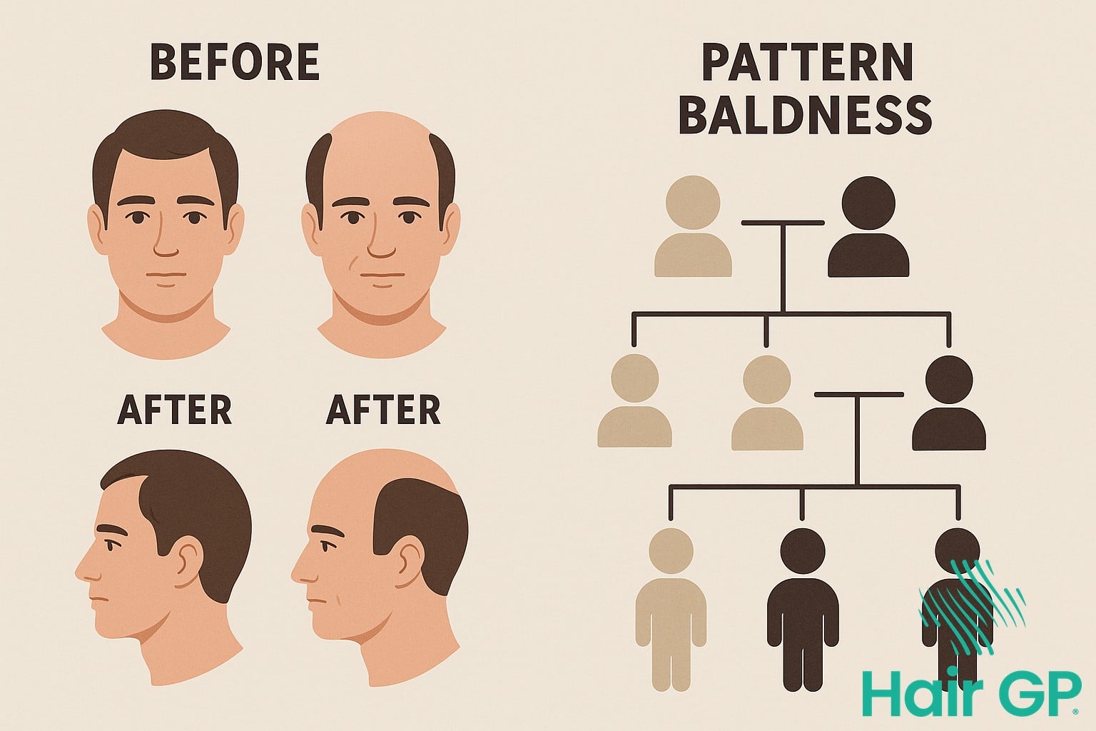Male pattern baldness progression stages and genetic inheritance patterns