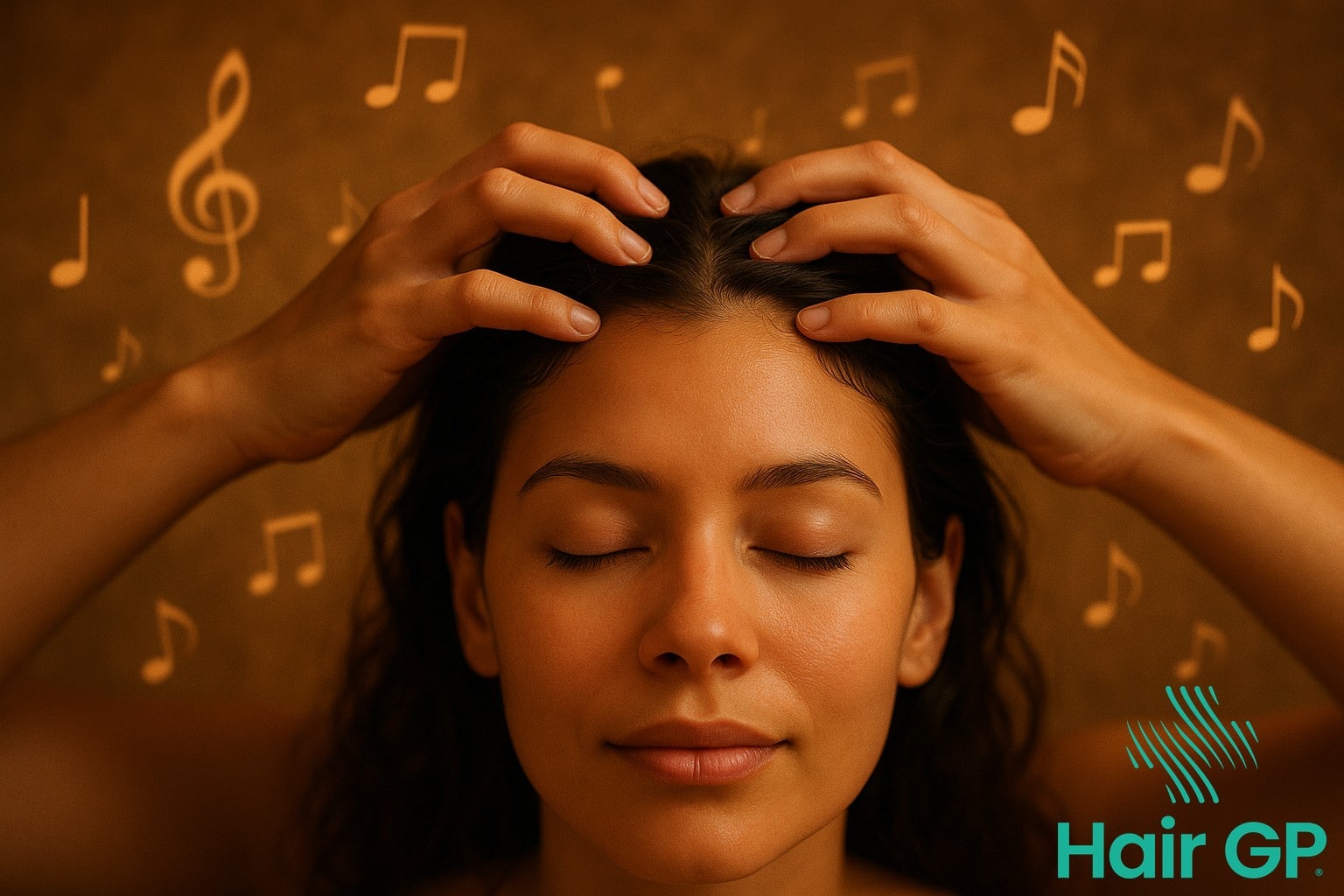 Relaxing scalp massage with meditation music for stress relief