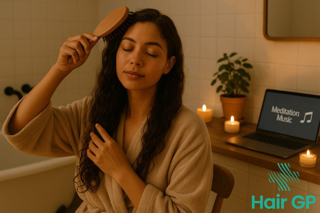 Main illustration for Meditation Playlist for Hair-Wash Day Anxiety Relief