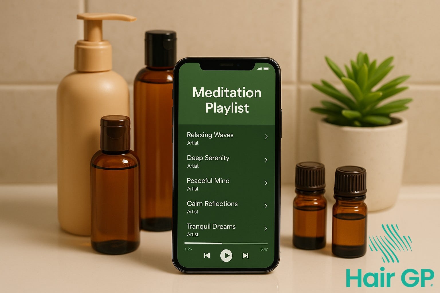 Meditation playlist setup for hair-wash day anxiety relief