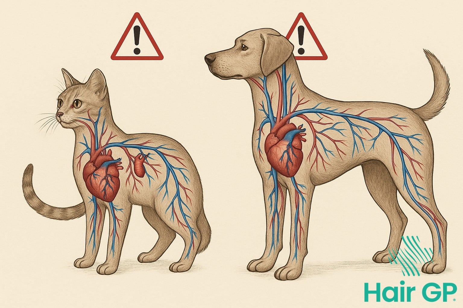Pet cardiovascular system showing minoxidil toxicity effects