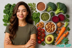 Main illustration for Plant-Based Women & Hair Loss: Essential Nutrients You Might Miss