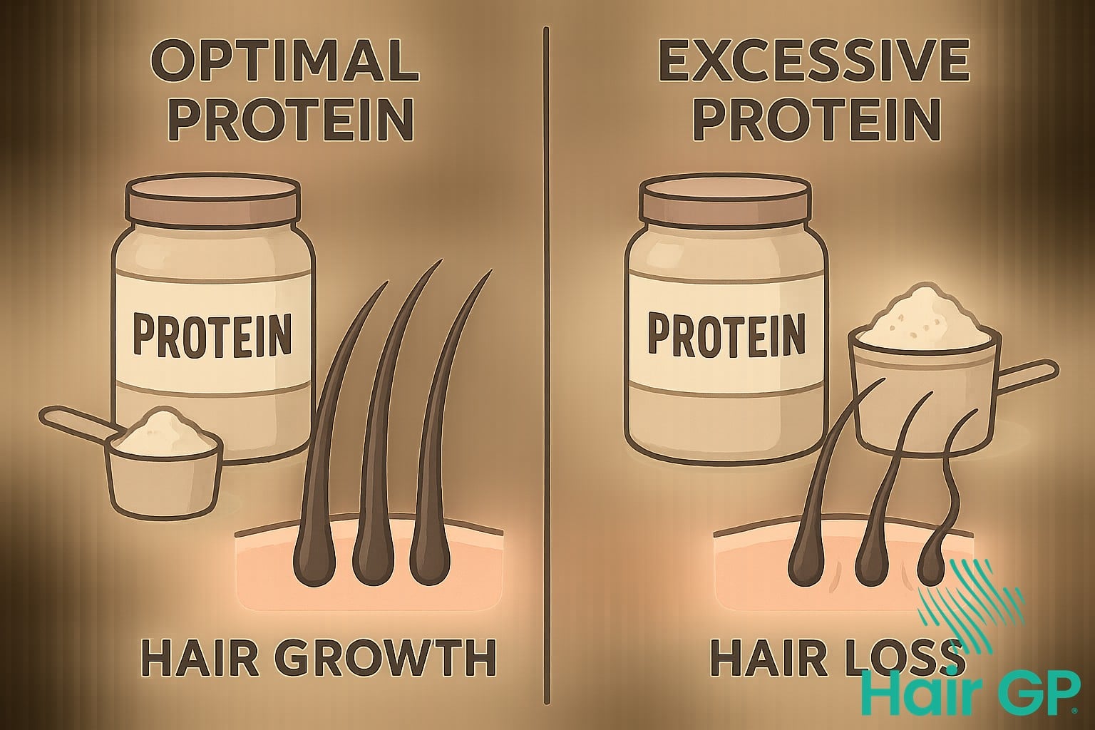 Chart showing how excess protein supplements cause hair loss