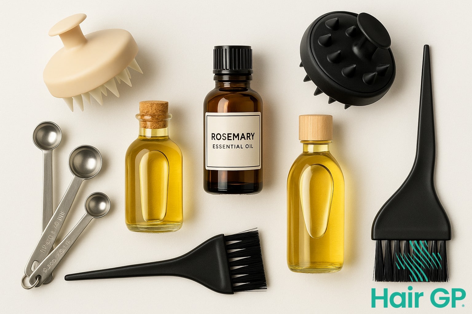 Rosemary oil hair treatment application tools and ingredients