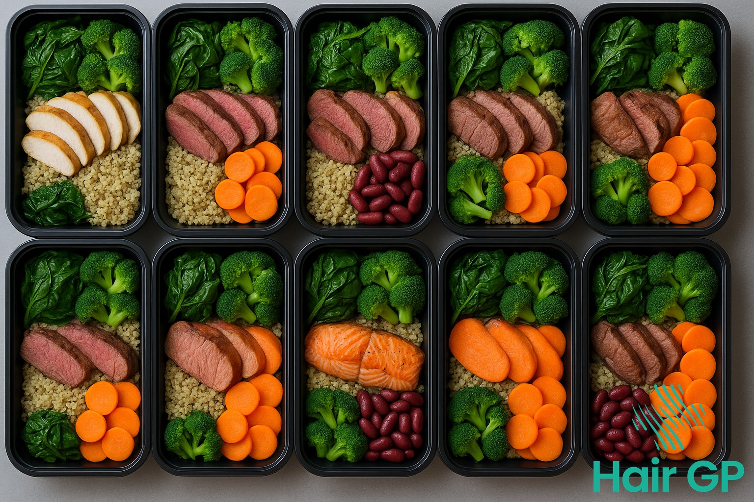 7-day iron-rich meal plan with prepared meals for combating telogen effluvium