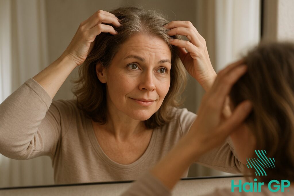 Main illustration for The Perimenopause Hair Puzzle: Why Your Strands Are Thinning