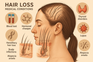 Main illustration for Top 7 Medical Causes of Hair Loss in Women and Essential Tests