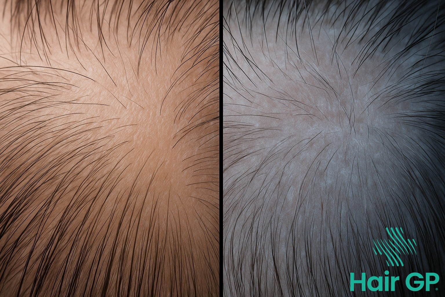 Comparison of healthy scalp versus scalp affected by excessive blue light exposure
