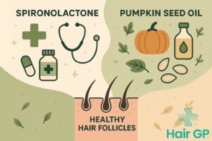 Illustration of synergistic benefits from combining natural and prescription hair loss treatments