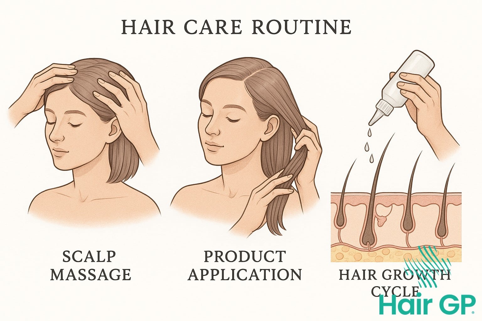 Diagram of hair care routine during gender transition