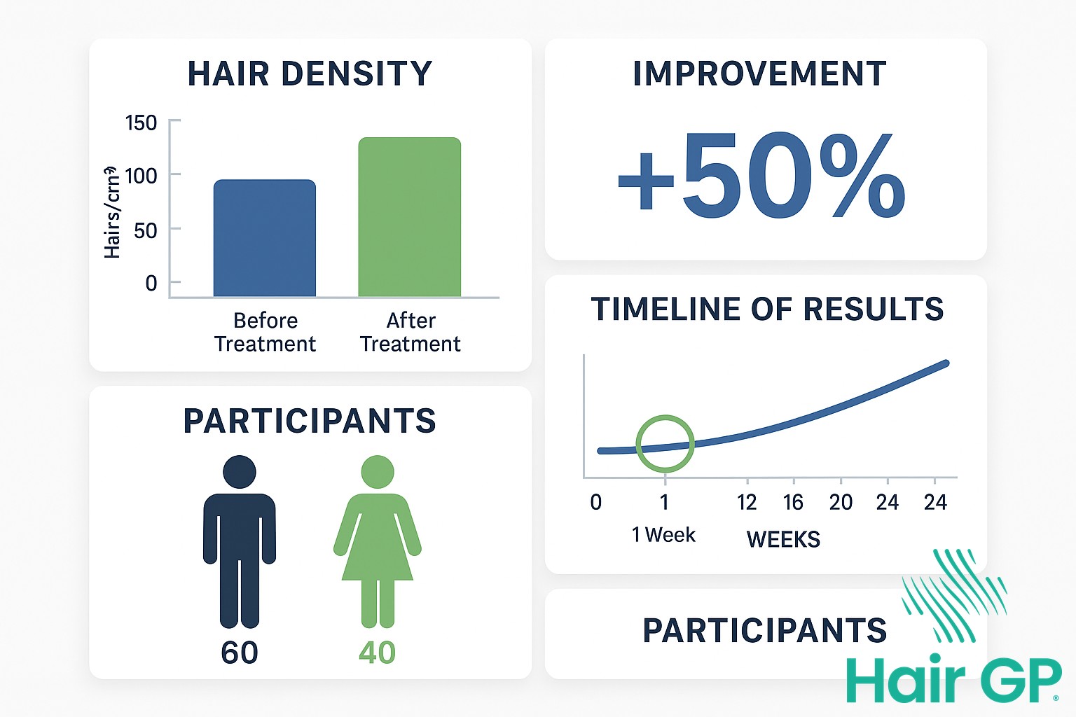 Infographic displaying PP405 clinical trial results and efficacy data