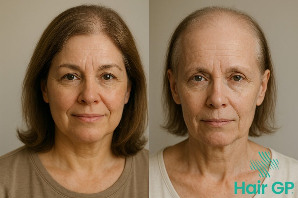 Main illustration for Surgical vs Natural Menopause: Hair Loss Patterns