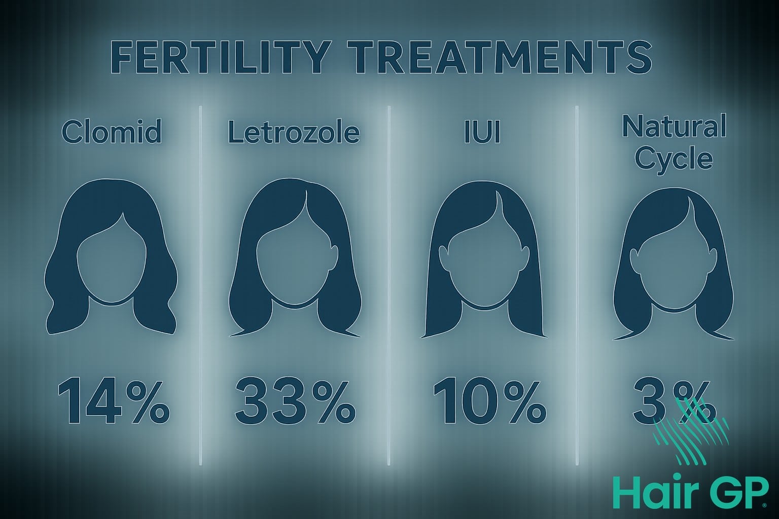 Infographic comparing hair loss across different fertility treatments