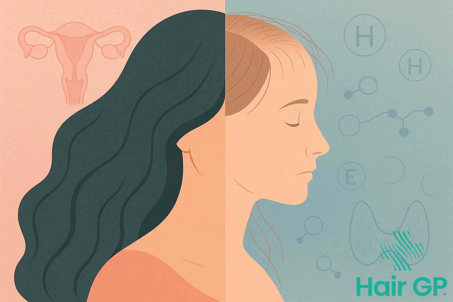 Illustration showing the connection between fertility treatments and hair loss