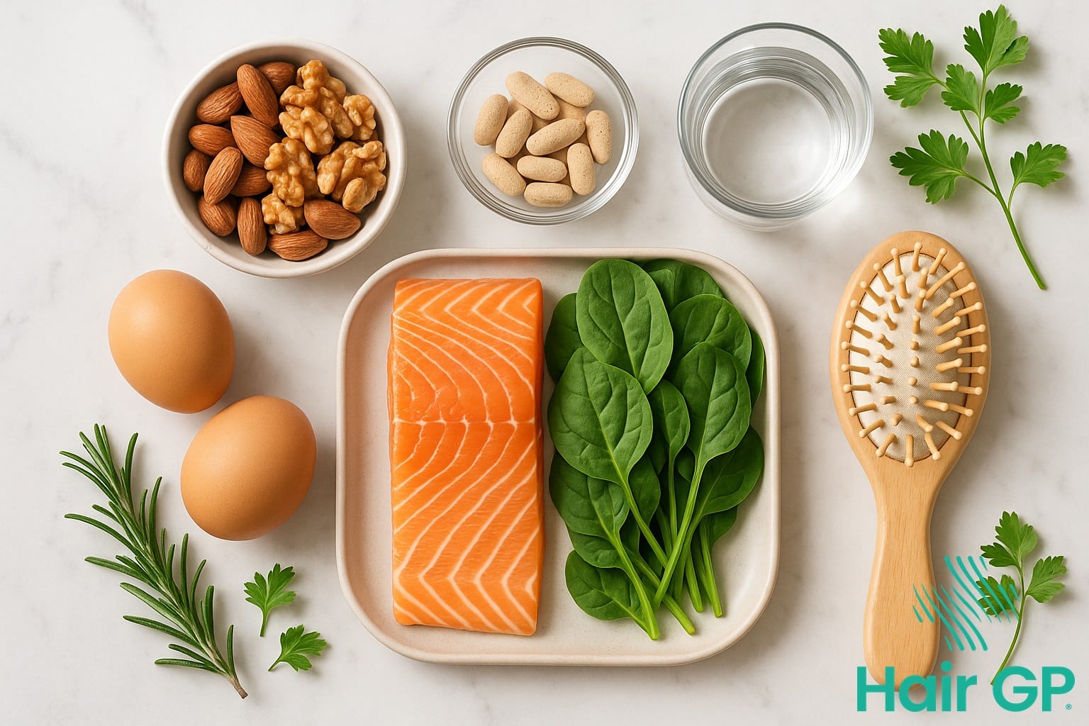 Healthy foods and supplements that support hair growth during detox
