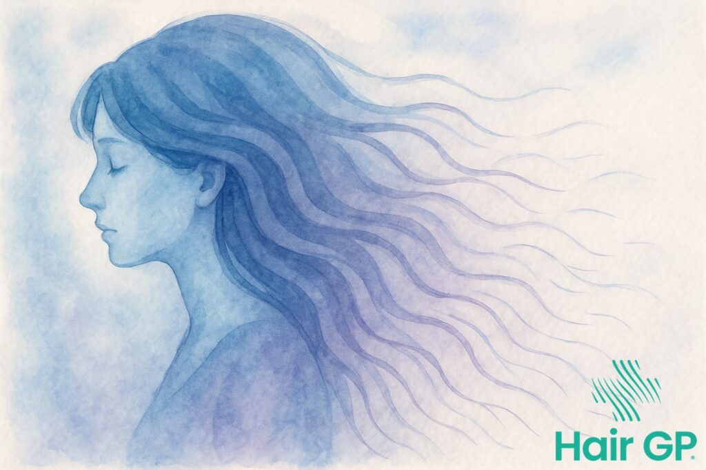 Illustration showing hair shedding progression after pregnancy loss