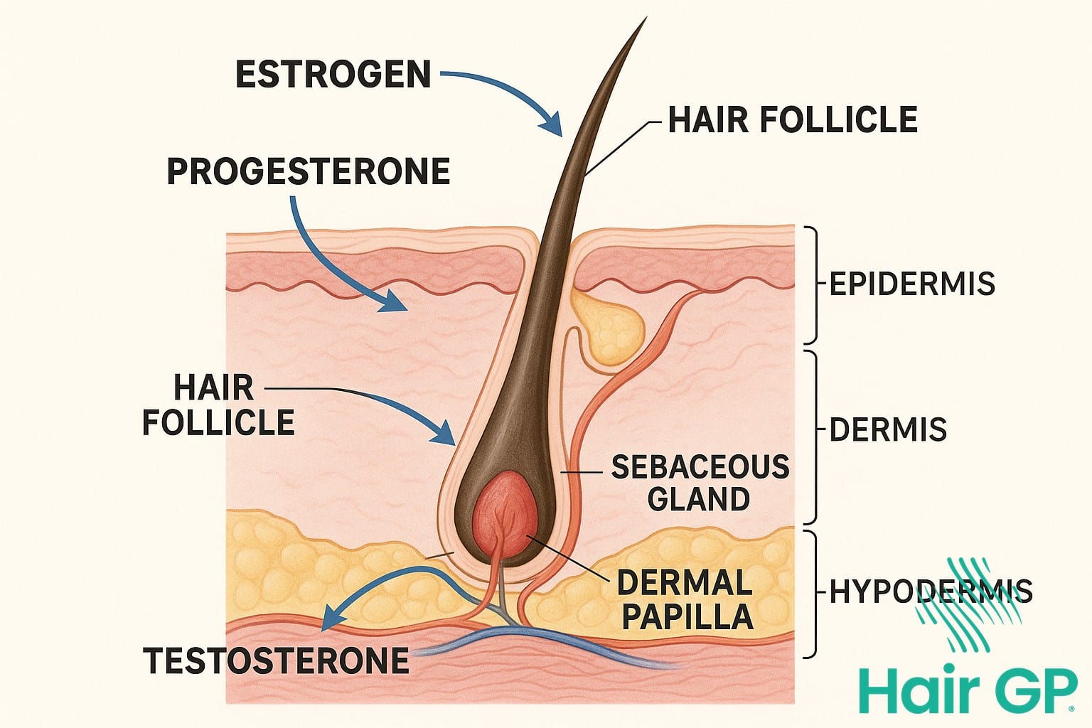 Diagram showing how fertility hormones affect hair follicles