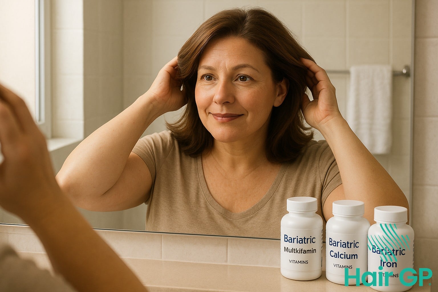 Bariatric patient caring for hair to minimize post-surgery hair loss