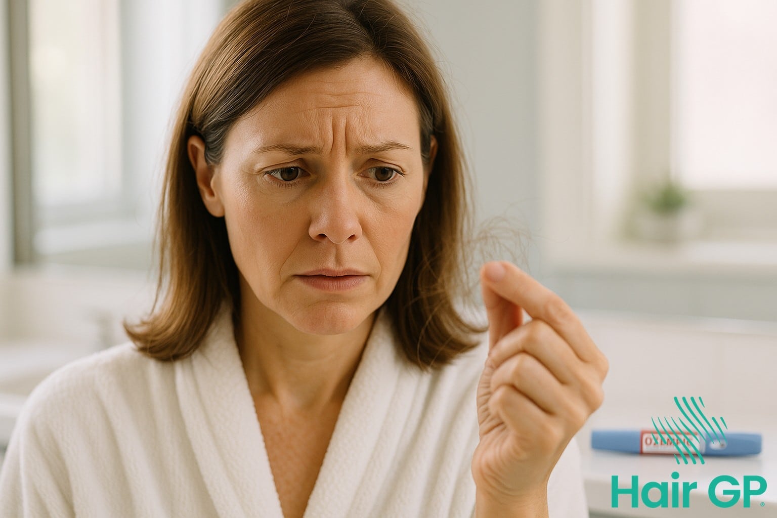 Woman experiencing hair loss while taking Ozempic medication