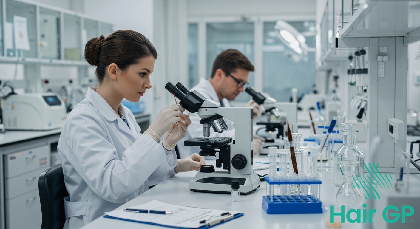 Clinical research laboratory conducting PP405 hair loss treatment trials