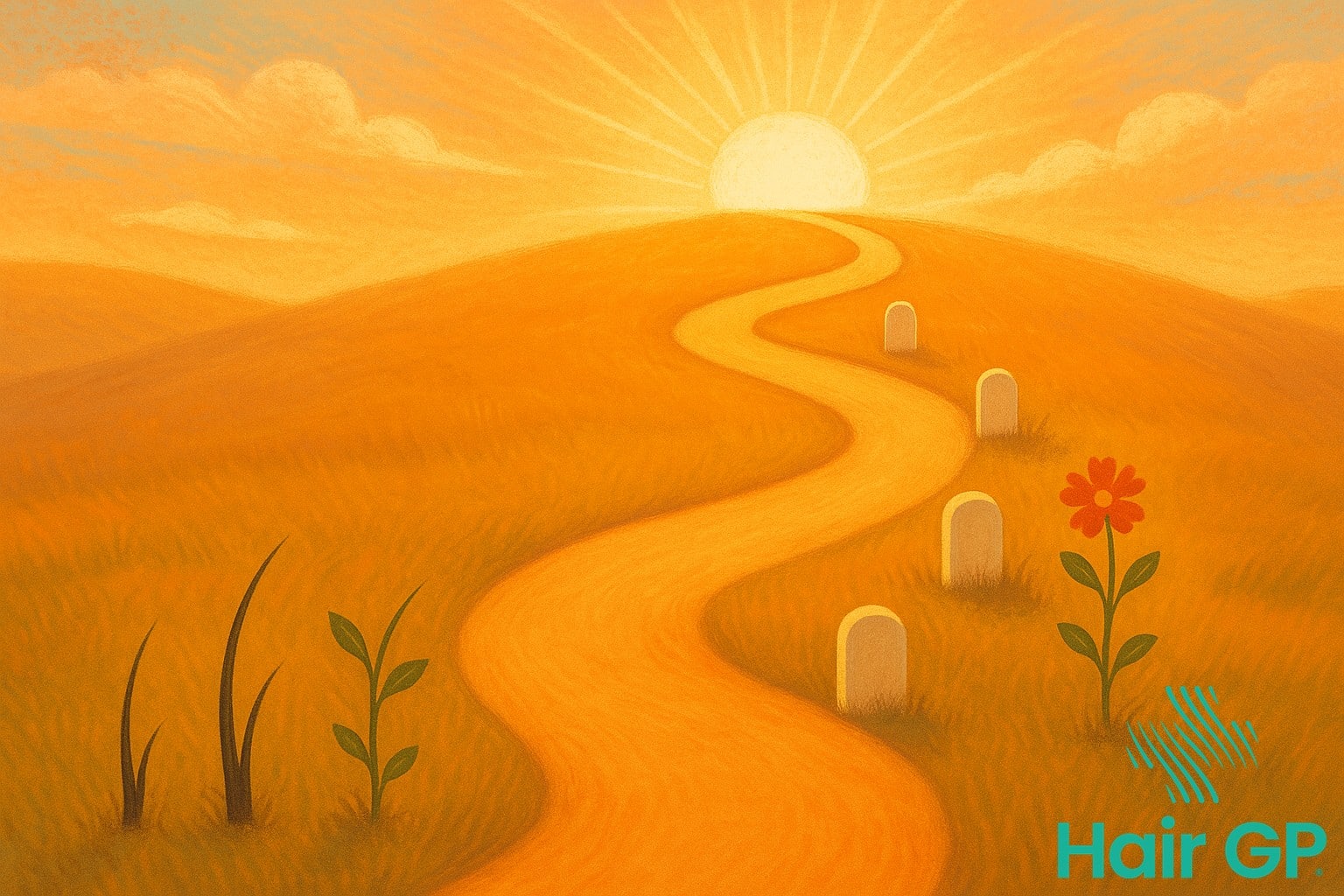 Illustration of recovery journey path with milestone markers