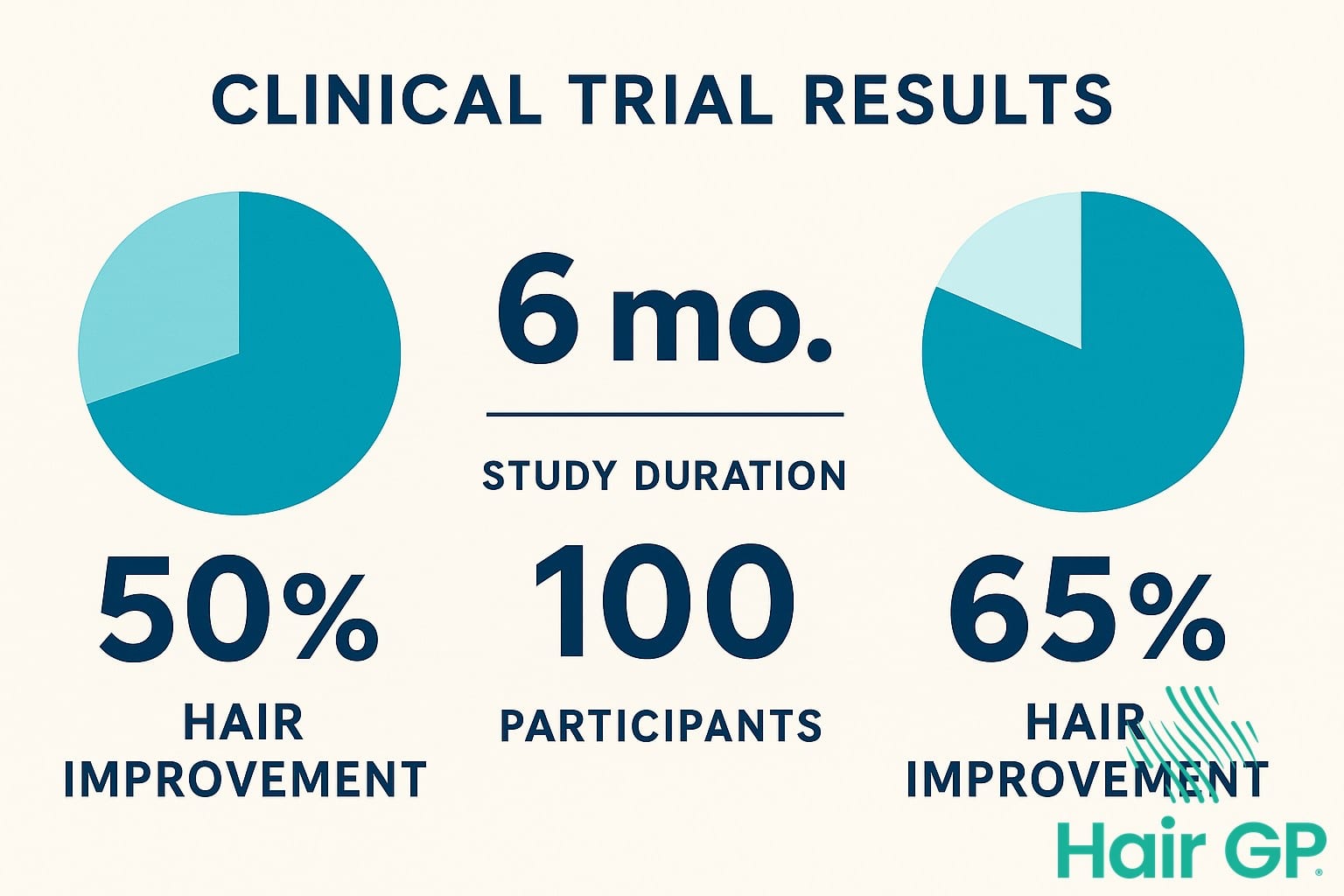 Infographic showing saw palmetto clinical trial results for hair loss treatment